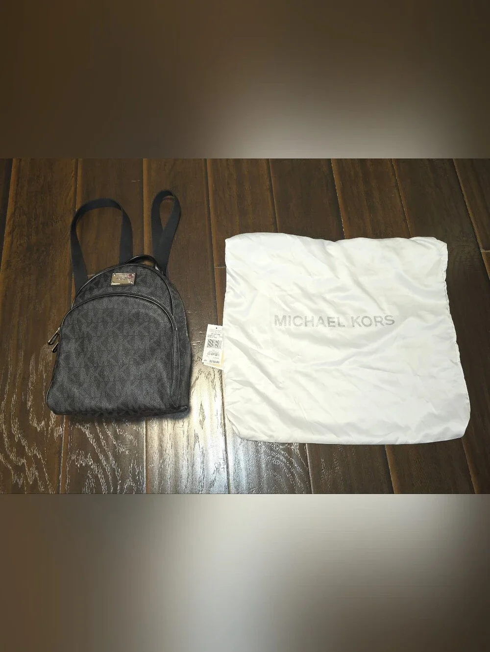 Michael Kors Signature Monogram Backpack with Dust Bag and tags black purse bag